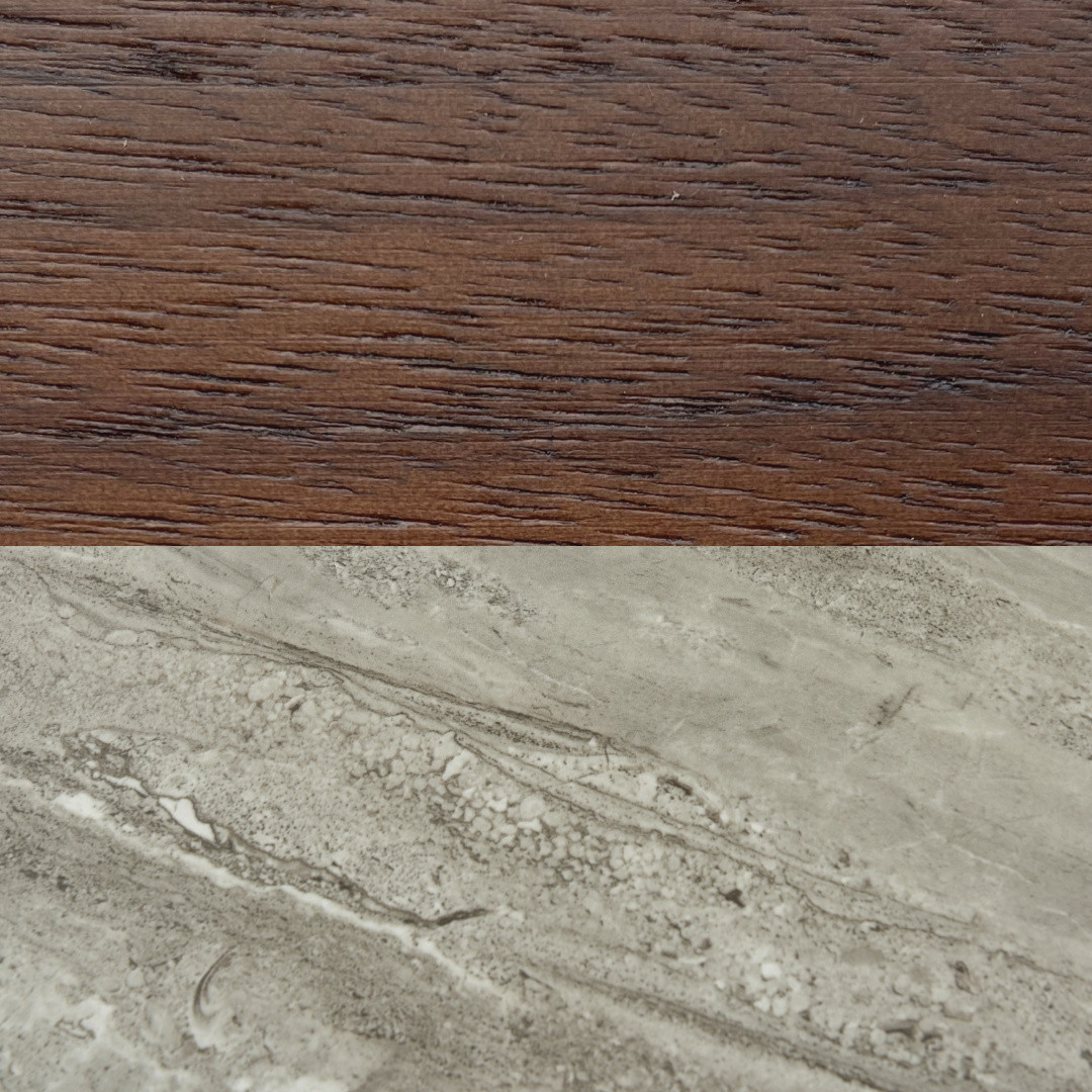 Willow Walnut Brown Wood & Grey Marble TV Unit